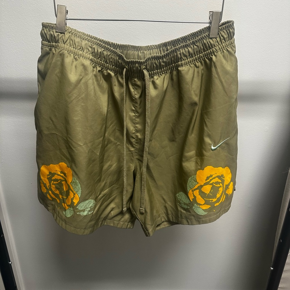 Nike Olive Green Floral Women's Athletic Shorts